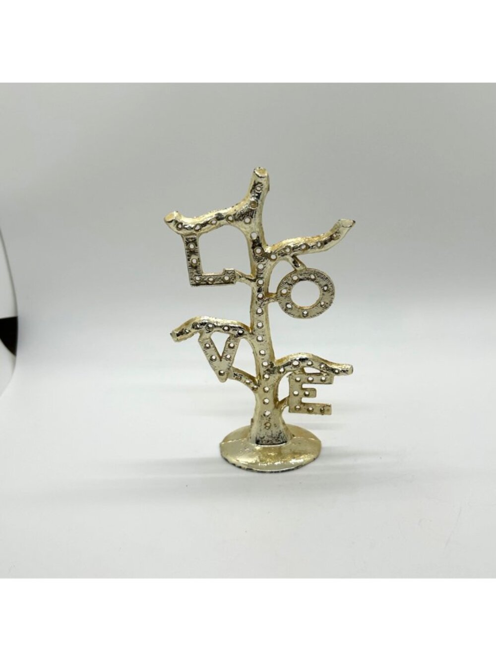 Vintage 1960s Earring Tree Torino Gold-tone LOVE Tree Figurine Gold-tone Display - Picture 7 of 16